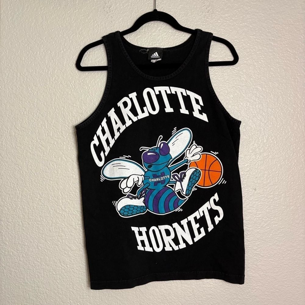 Adidas Vintage 90s Charlotte Hornets NBA Basketball tank top Shirt Black